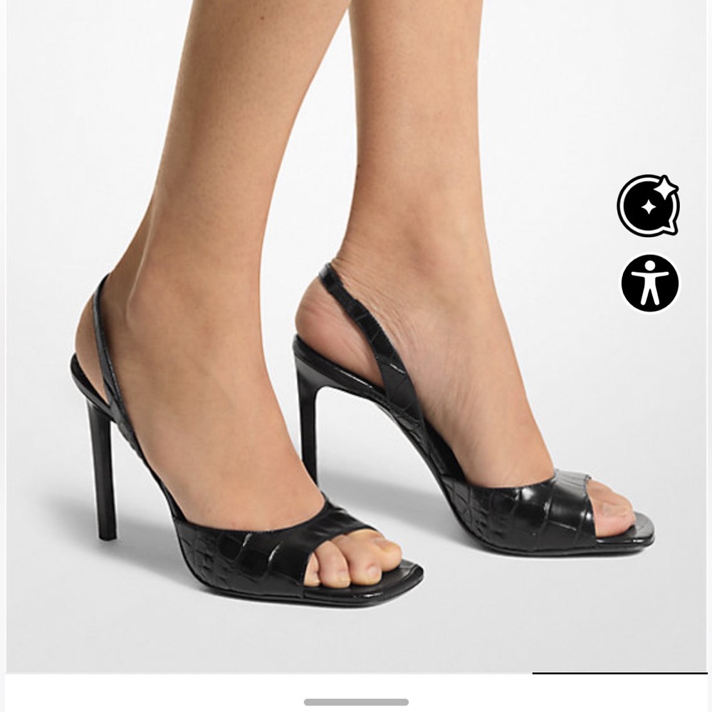 Michael Kors COLLECTION: Marisa Crocodile Embossed Patent Leather Sandal